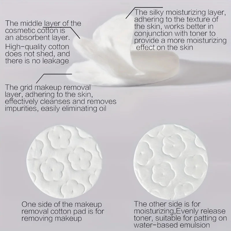 Makeup Remover Pad,Cotton Sandwich Round Makeup Remover Pad Double Effect Cleansing Disposable Makeup Pad 100pcs/200pcs/400pcs Peaceful Pleasures Health and Wellness