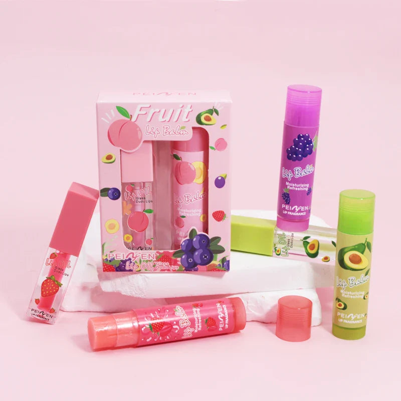 Fruit Lip Oil Set – Moisturizing Nourishing Lip Care Gift