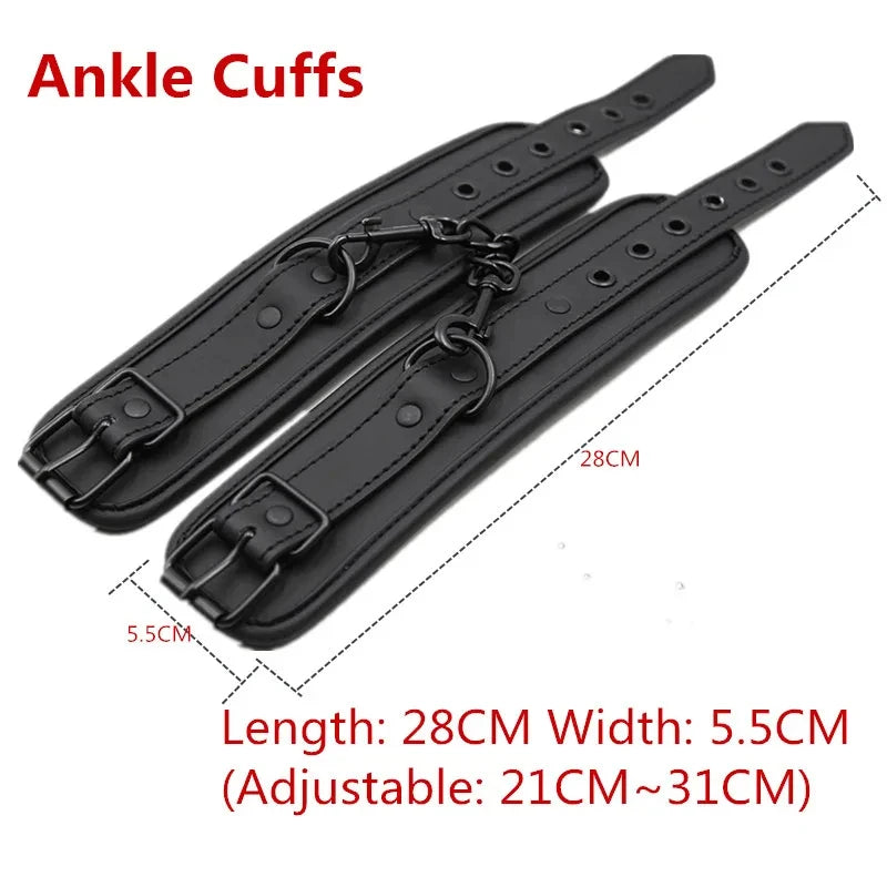 SM binding black leather sponge edging sex handcuffs adult flirting bondage sex toys Peaceful Pleasures Health and Wellness