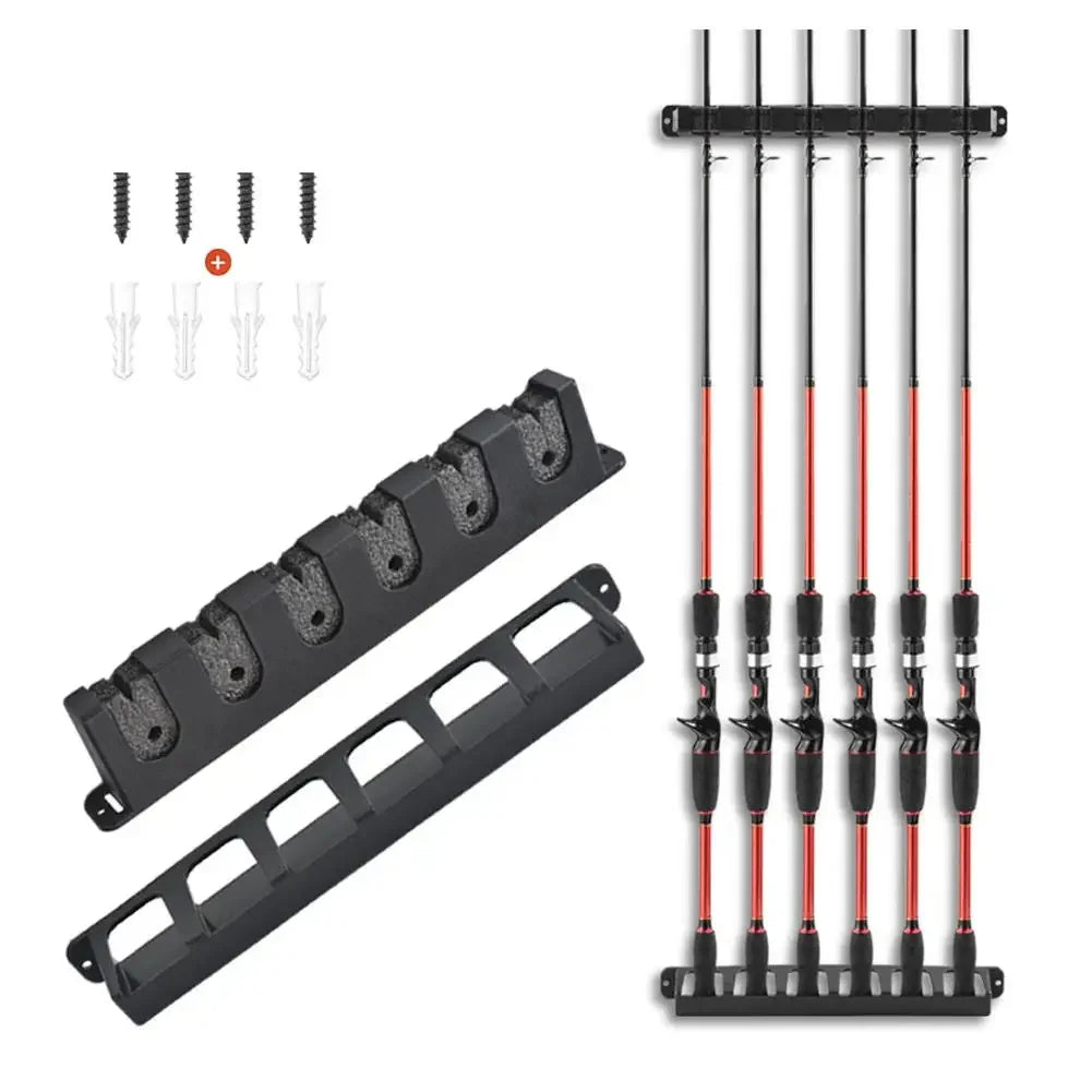 Easy-Install Fishing Rod Holder Wall Mounted Fixing Bracket for Boat Fishing Rod Holder Display Stand Fixed Frame Peaceful Pleasures Health and Wellness vertical BLACK