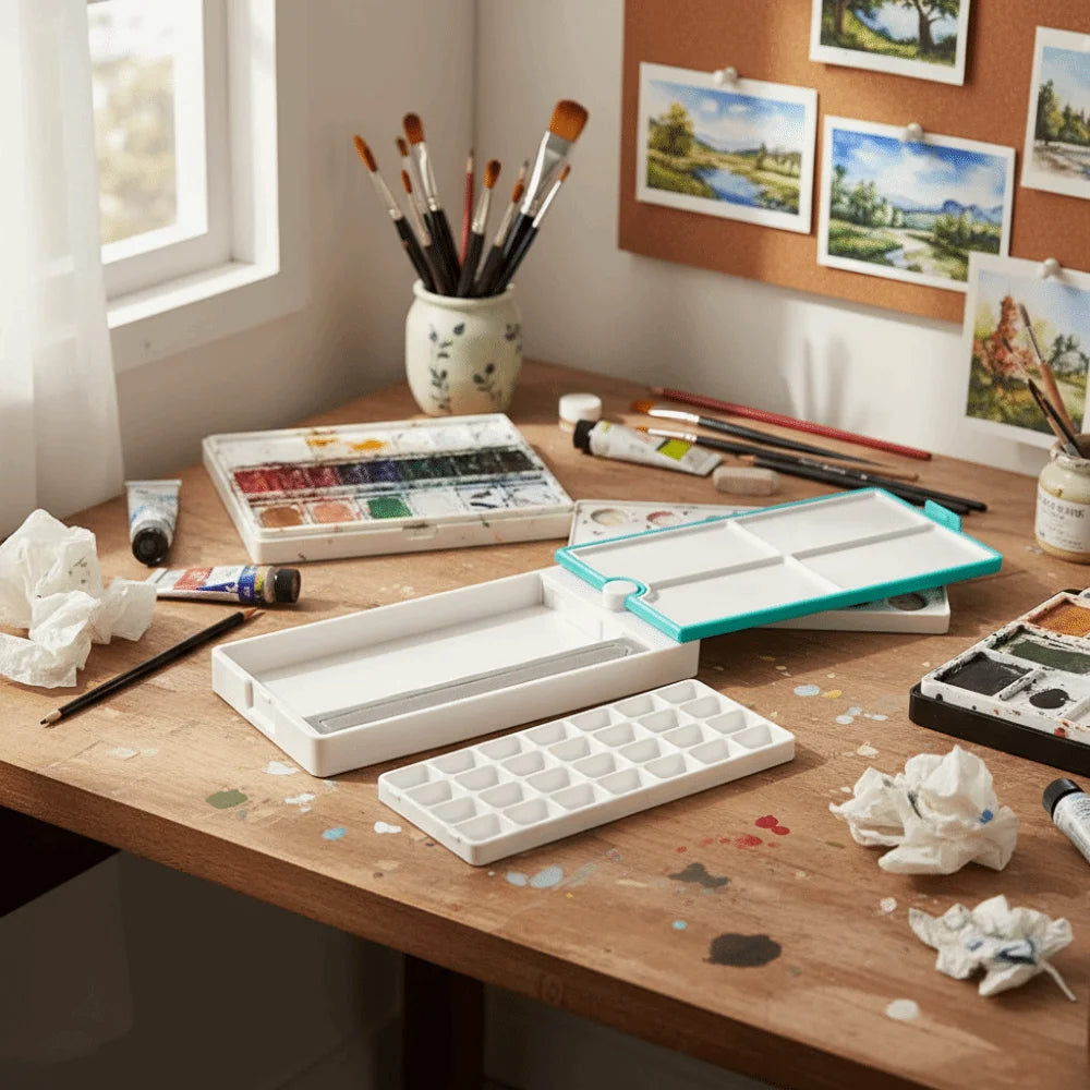 360 Degree Rotatable Watercolor Palette Detachable 28 Grids Paint Box Moisturizing Empty Solid Watercolor Storage Box Peaceful Pleasures Health and Wellness