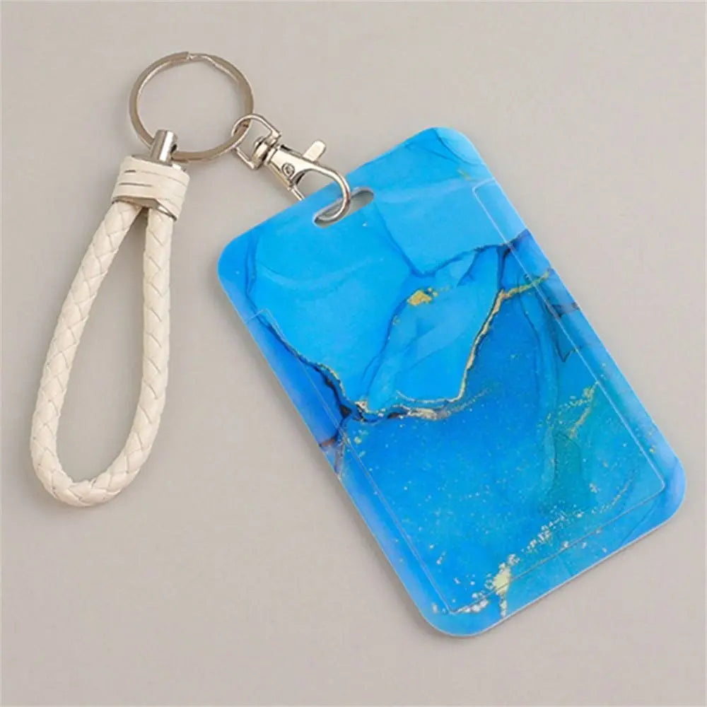 Office Supply Credit Card Keyrings Men And Women Pass Card ID Card Holder Credential Holder Lanyard Card Holder Card Straps Peaceful Pleasures Health and Wellness Blue-Short