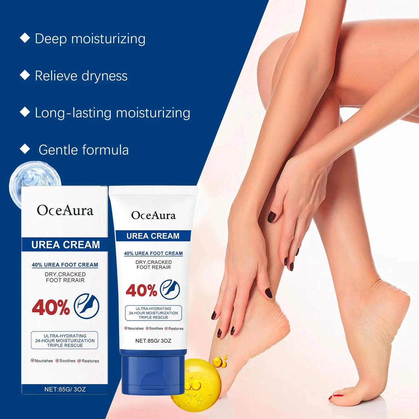 OceAura 40% Urea Foot Cream – Dry Cracked Heel Repair 85g Urea Foot Cream Oasis Select