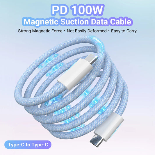 Gopala 100W Magnetic USB-C Cable – PD 3.1 Fast Charging Nylon Magnetic USB-C Cable Peaceful Pleasures Health and Wellness