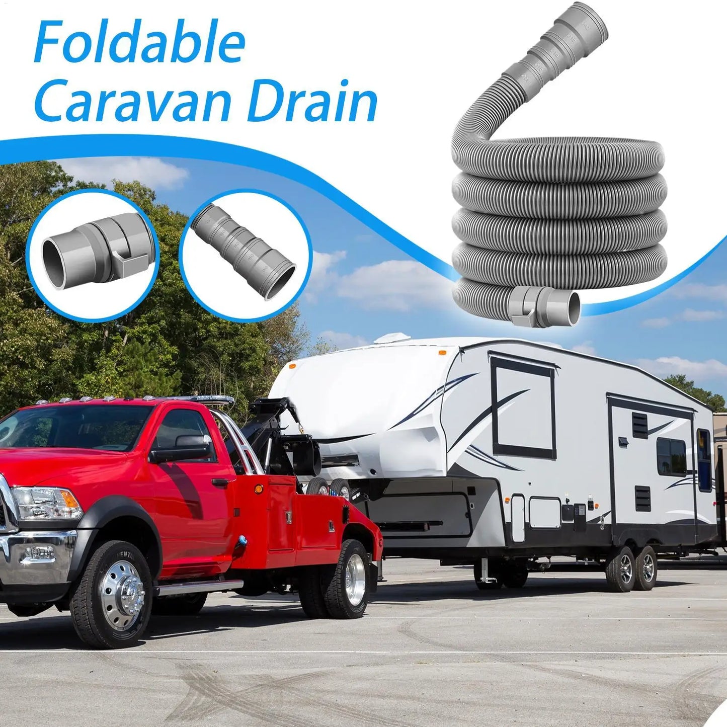 Foldable Caravan Sewer Pipe Kit 2/4/6/10m RV Trailer Sewer Hose With Adjustable Adapter & Clamp Leakproof RV Hose Rv Accessories Peaceful Pleasures Health and Wellness