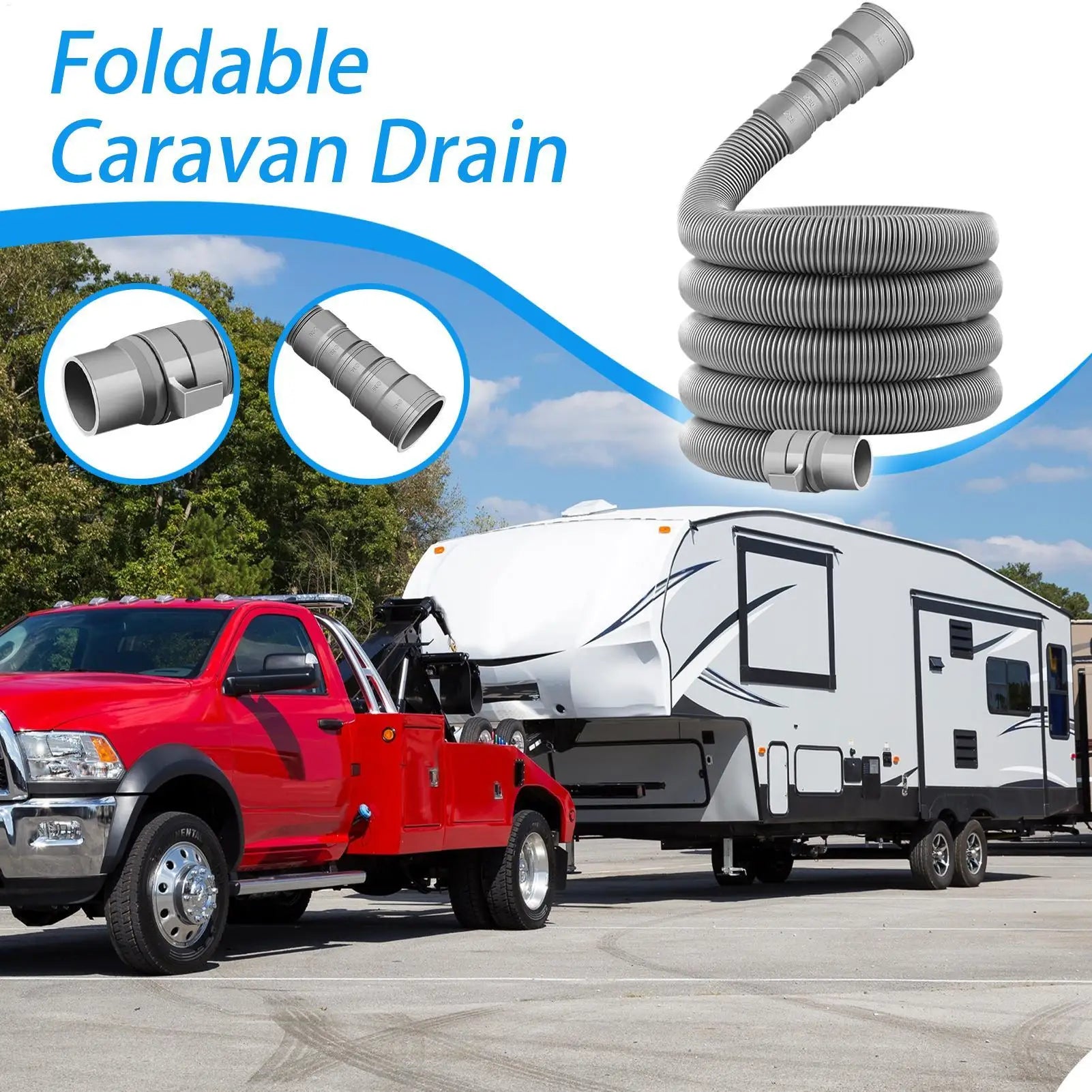 Foldable Caravan Sewer Pipe Kit 2/4/6/10m RV Trailer Sewer Hose With Adjustable Adapter & Clamp Leakproof RV Hose Rv Accessories Peaceful Pleasures Health and Wellness