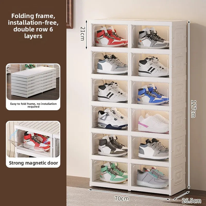 Upgraded Multi-Tier Clear Shoe Rack Heavy-Duty Unified Cabinet Large Capacity Transparent Dust-Proof Organizer for Home Entryway Peaceful Pleasures Health and Wellness Double 6 layers
