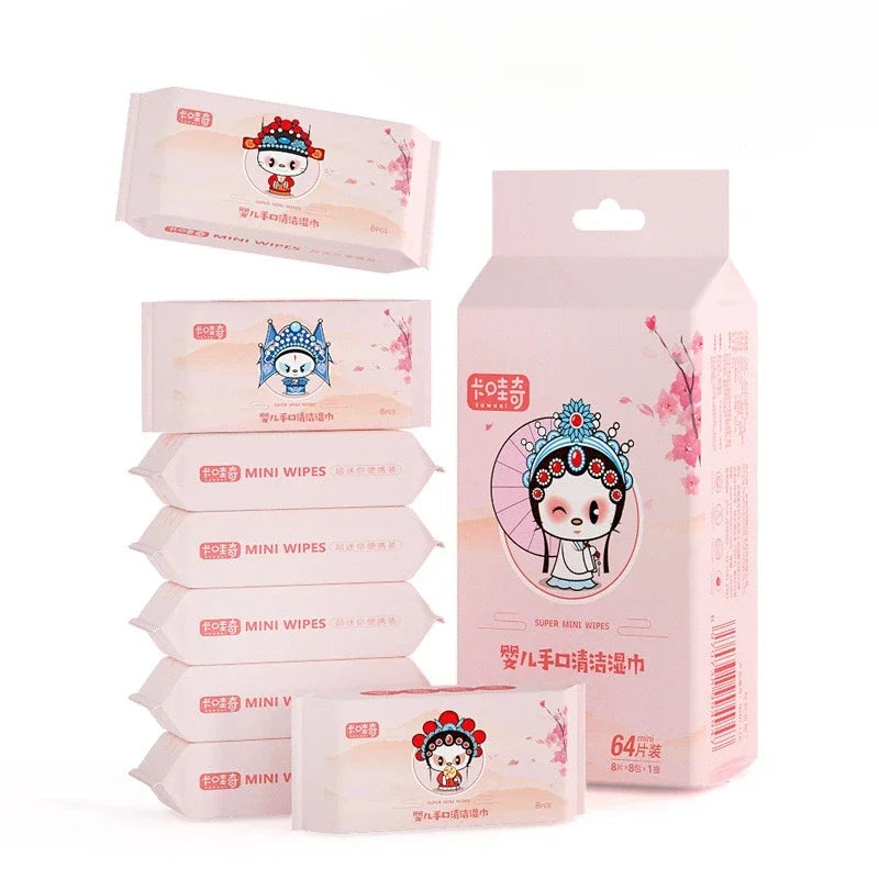 64-Pack Portable Mini Hand & Mouth Wipes | Travel Size