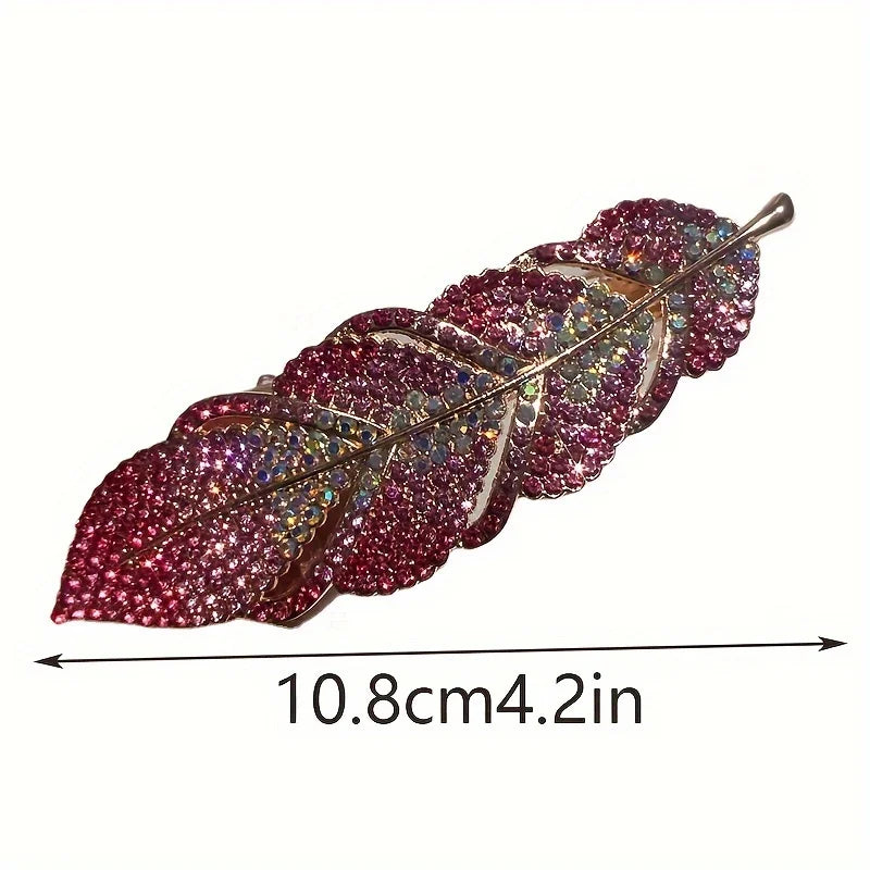Large Shiny Rhinestone Hair Clip – Elegant Vintage Leaf Design Hair Clip Peaceful Pleasures Health and Wellness