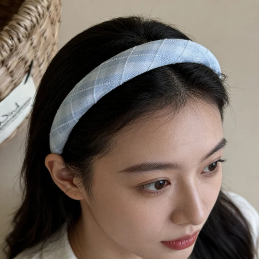 Sea Salt Hair Hoop Seaside Blue Striped Polka Dot Twill Fabric Sponge Headband Pressure Hair Accessories Daily Wear Decoration Peaceful Pleasures Health and Wellness