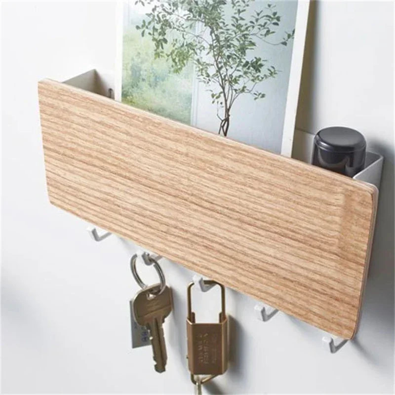 Wall Hanging Bamboo Key Hanger Holder Wall Organizer Rectangle Key Rack Hooks Coat Hooks Home Decoration Coat Hanger 2030 Peaceful Pleasures Health and Wellness
