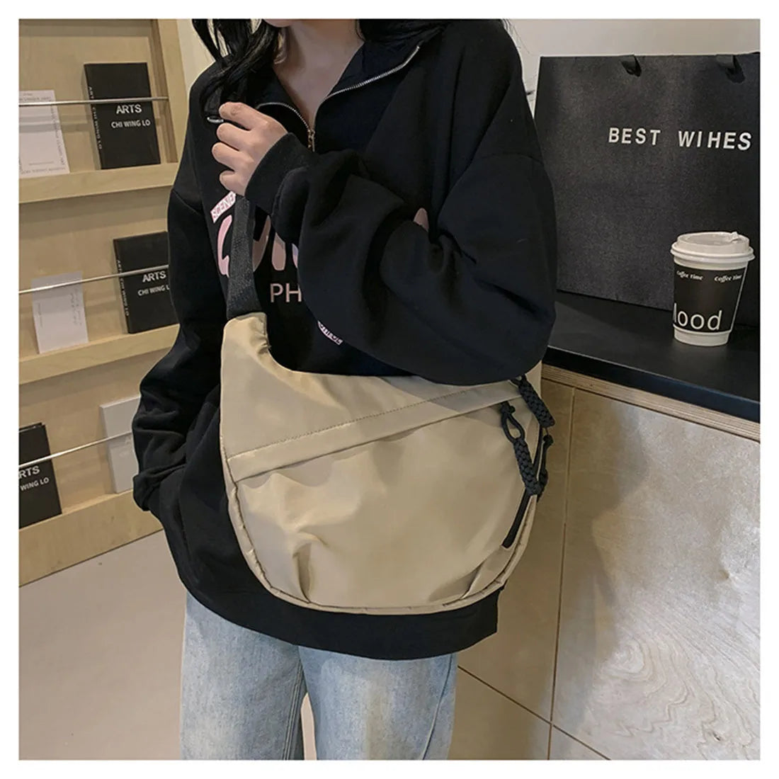 New Style Classy Fashion Single Shoulder Bag Large Capacity Commuting Crossbody Bag Thoughtful Gift for Office Workers Peaceful Pleasures Health and Wellness
