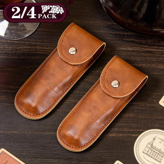 2/4 Pack Wine Bottle Opener Leather Case, Bottle Opener Holster Small Leather Bag, Foldable Wine Opener Bag, Wine Knife Case Peaceful Pleasures Health and Wellness