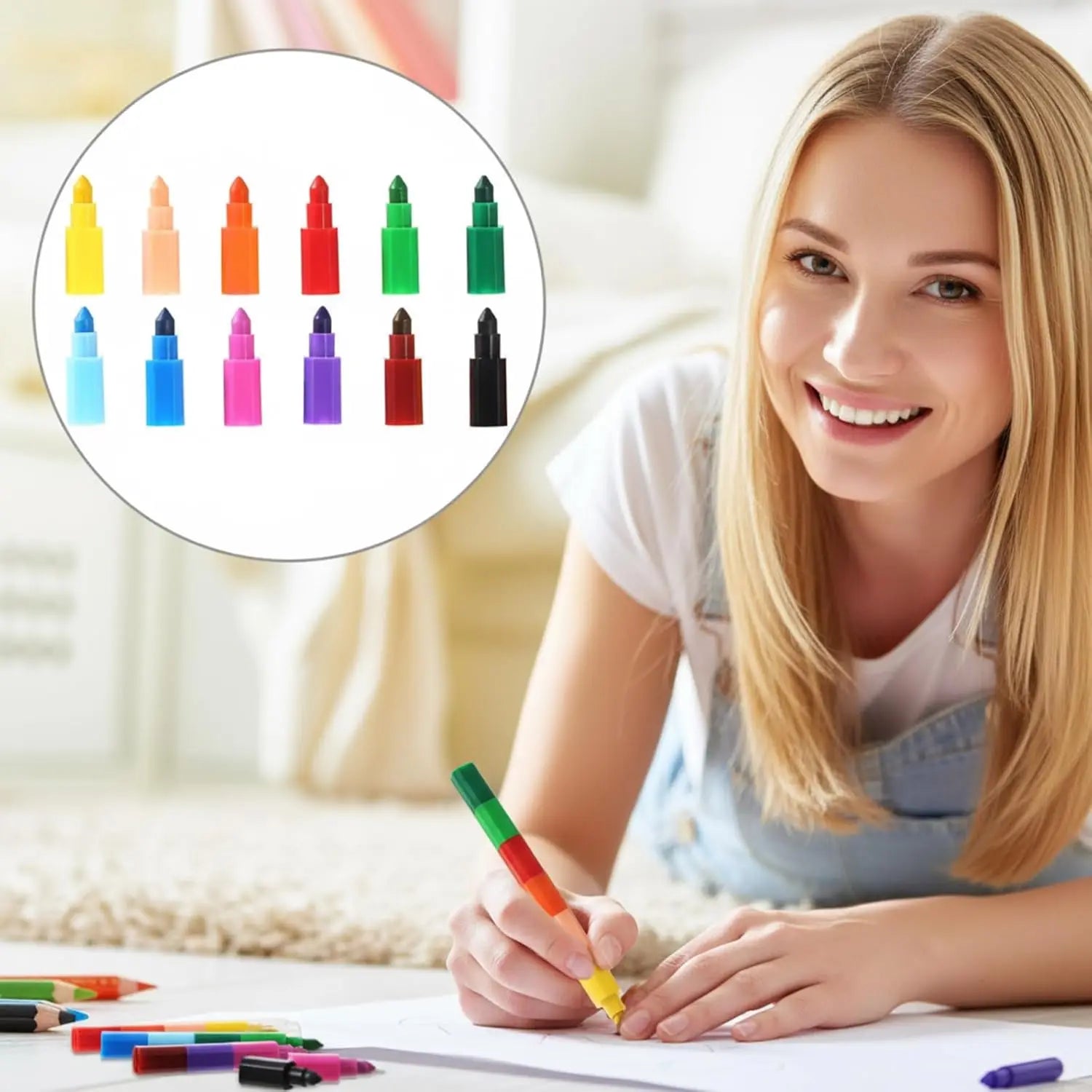Colorful Stacking Crayons Stackable Buildable Crayons for School Office Supplies, DIY Rainbow Pencil,12 Colors Peaceful Pleasures Health and Wellness