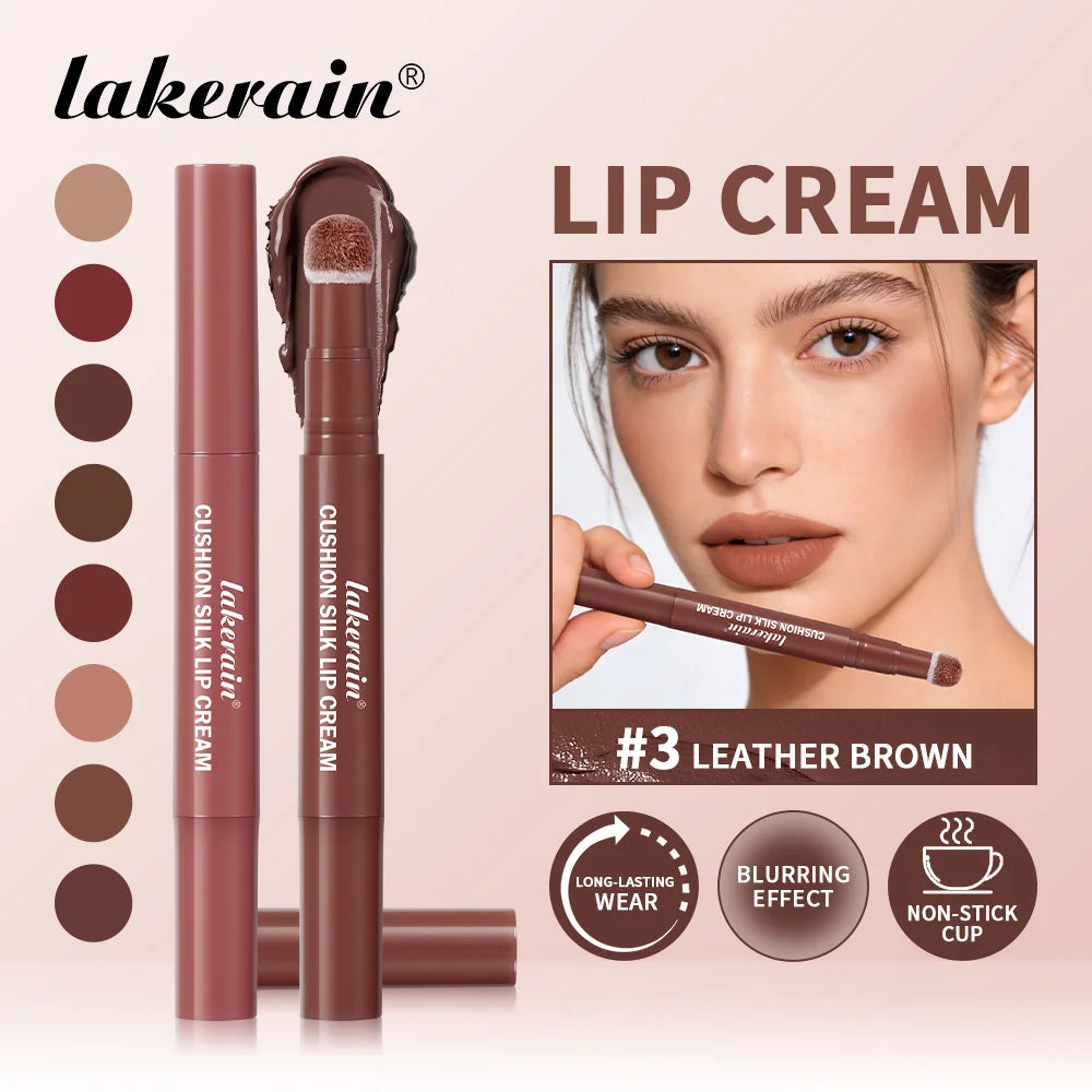 Lakerain 2-in-1 Lip Cream Powder Blusher Air Cushion Brush Design Deep Hydration Long-lasting Non Fading Lipstick Powder Blusher Peaceful Pleasures Health and Wellness