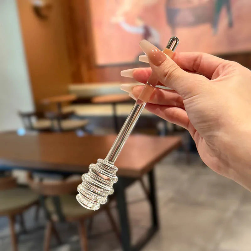 Transparent Honey Stirring Stick Plastic Long Handle Honey Spoon Practical Milk Tea Jam Stirring Bar Multifunction Kitchen Tools Peaceful Pleasures Health and Wellness