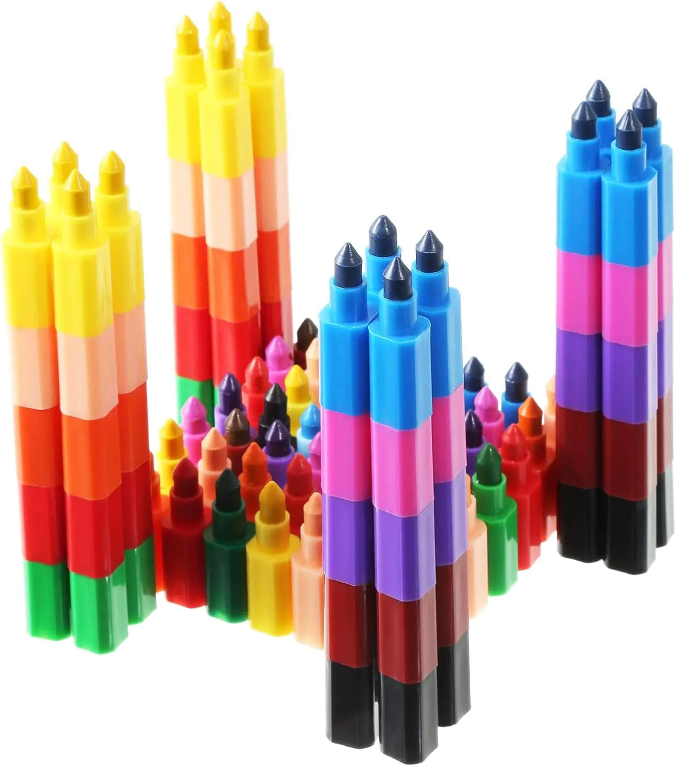 Colorful Stacking Crayons Stackable Buildable Crayons for School Office Supplies, DIY Rainbow Pencil,12 Colors Peaceful Pleasures Health and Wellness