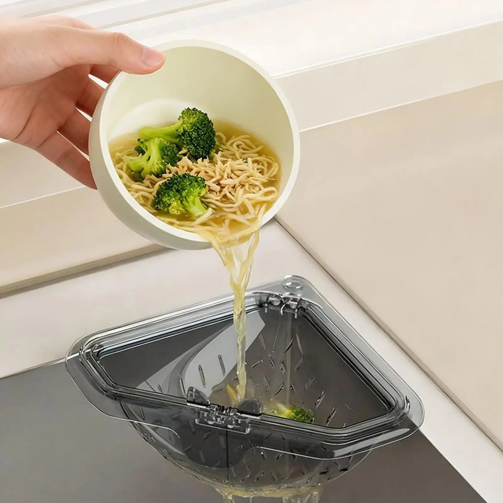 Magnetic Triangle Sink Strainer Basket Food Catcher & Drain Basket for Fruits Vegetable Scraps, Corner Kitchen Sink Organizer Peaceful Pleasures Health and Wellness