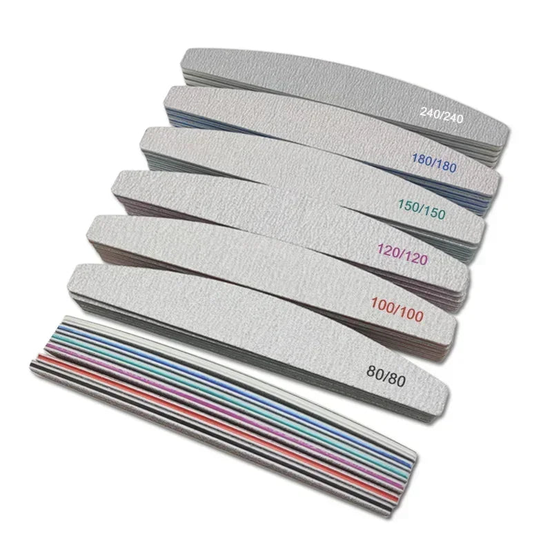 3/5/10Pcs Professional Nail File Sandpaper Strong Thick Nail Files Buffer For Manicure Sanding Half Moon Lime Nail Tools 100/180 Peaceful Pleasures Health and Wellness