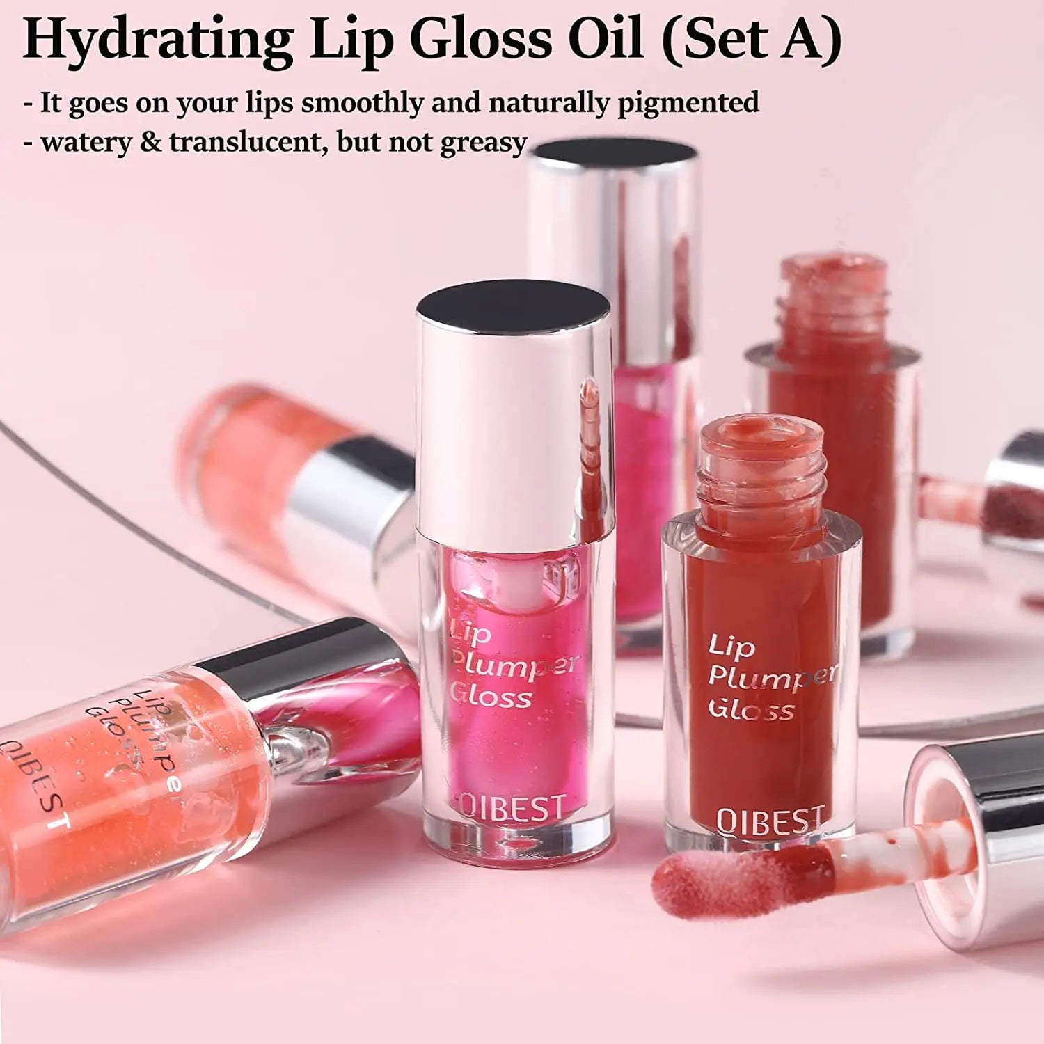 QIBEST 3Pcs/Set Watery Lip Gloss Lipstick Long Lasting Makeup Not Fade Lip Glaze Kit Gifts Maquiagem Beauty For Women Lipgloss Peaceful Pleasures Health and Wellness