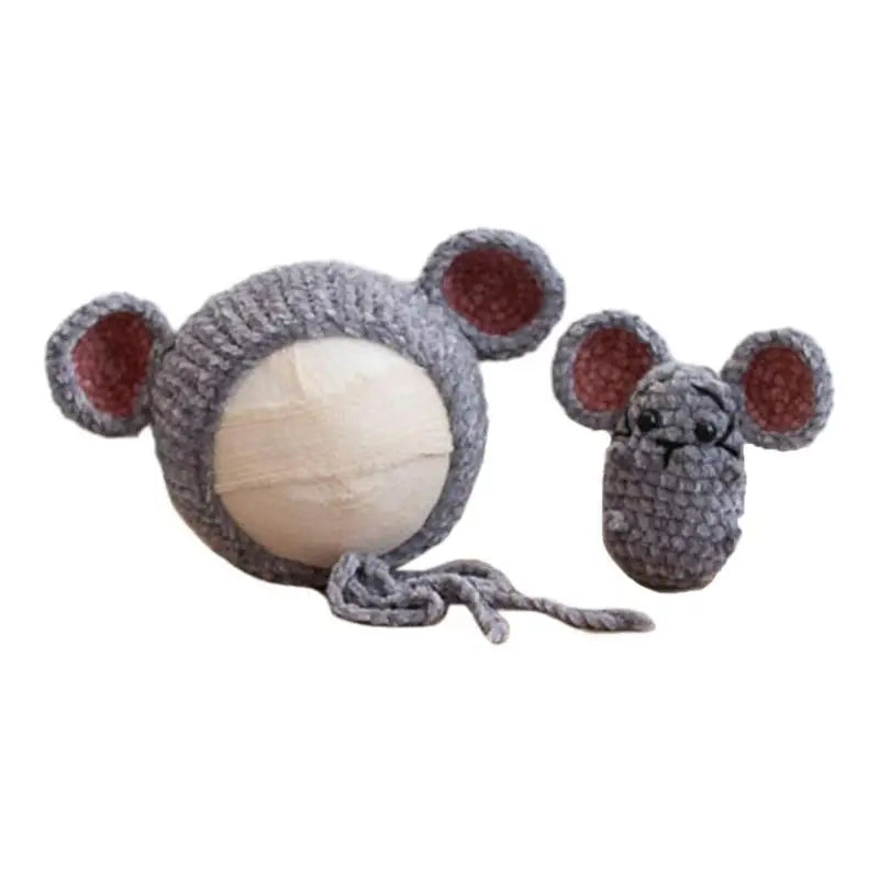 Newborn Mouse Hat & Doll Photography Props Set | 0–6M