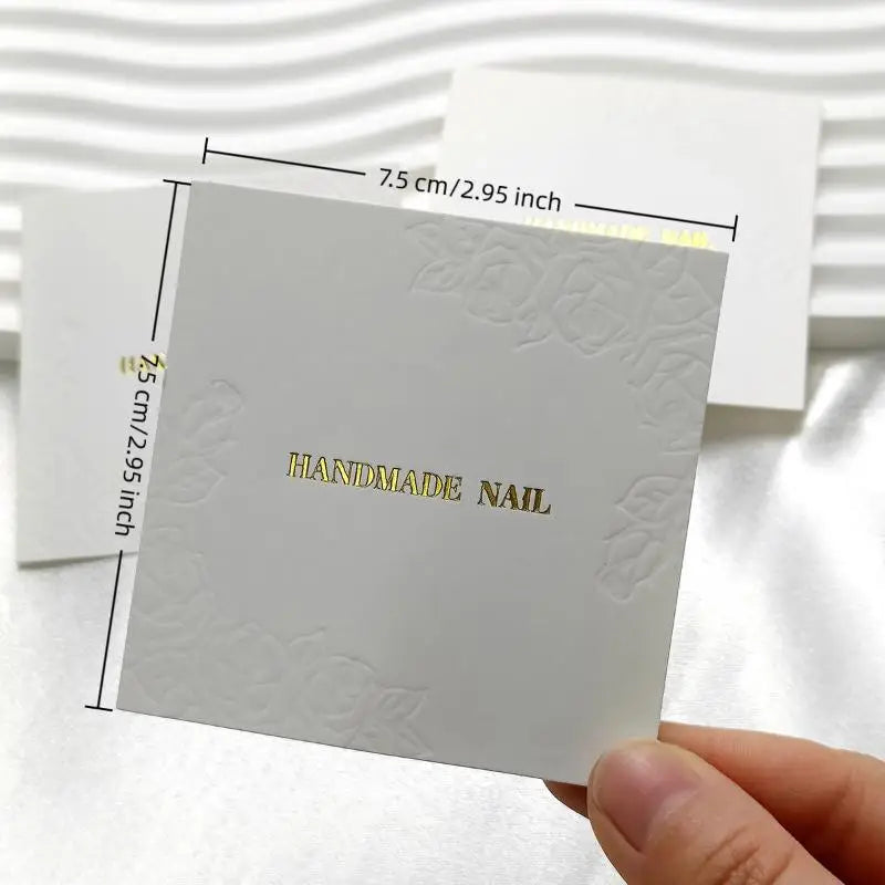 20 Sheets/Bag Press On Nails Packaging Bottom Cards Rose Embossing 75x75mm Handmade False Nail Display Show Card Manicure Tools Peaceful Pleasures Health and Wellness