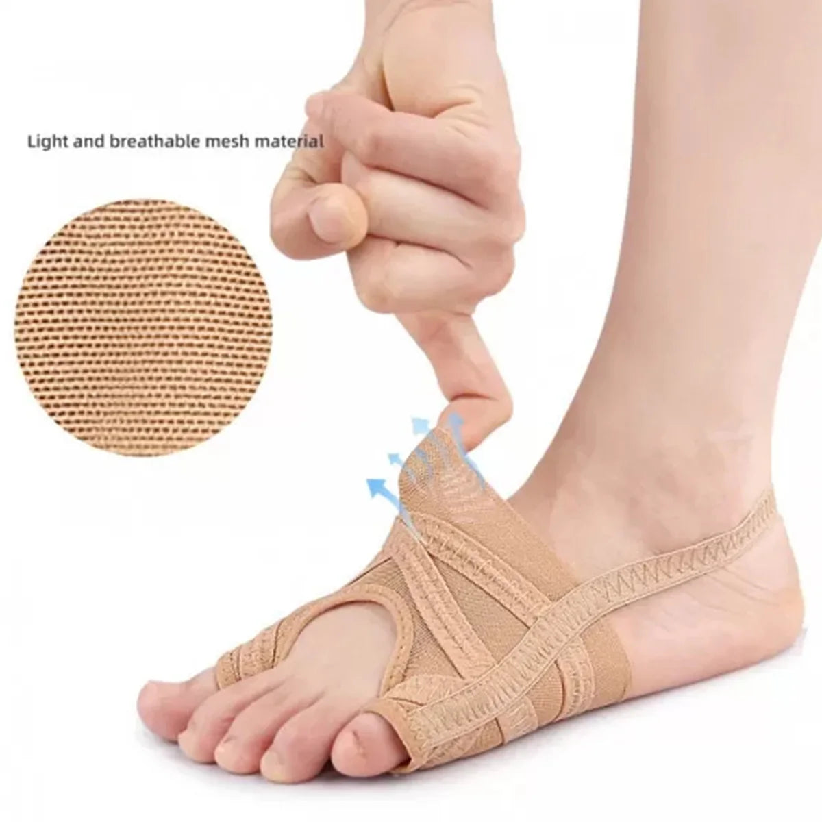 One Pair Mesh Thumb Eversion Big toe Orthosis Set Relieve Foot Pain & Shock Absorption Elastic Force Toe Separator Peaceful Pleasures Health and Wellness