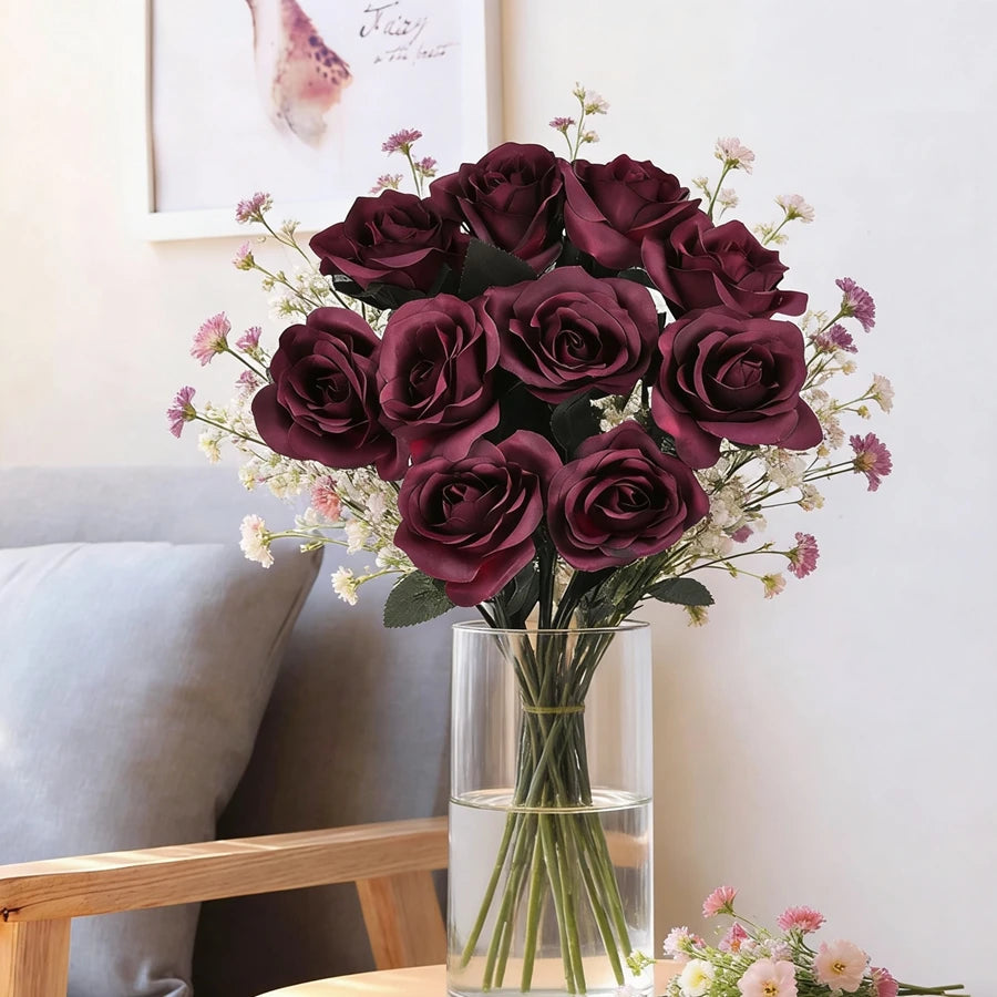 Silk Rose Artificial Flower Bouquet for Wedding & Home Decor
