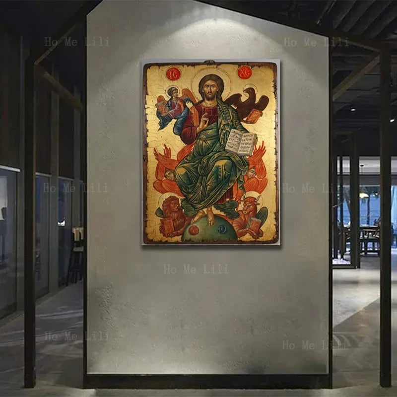 Orthodox Icon Of Christ The King Our Lord Jesus In Glory Divine Resurrection Religion Canvas Wall Art By Ho Me Lili Room Decor Peaceful Pleasures Health and Wellness
