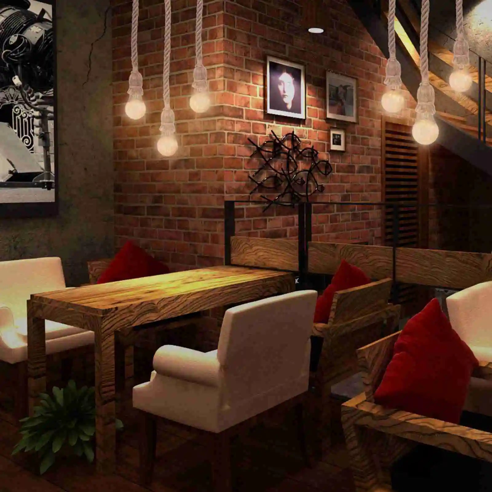 1PC Single Head Hemp Rope Pendant Light Industrial Ceiling Chandelier for Loft Home Decor Peaceful Pleasures Health and Wellness