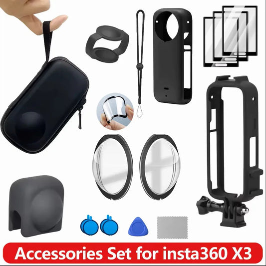 Insta360 X3 Accessories Kit – Lens Guard, Screen Film & Case Camera Accessories Kit Oasis Select