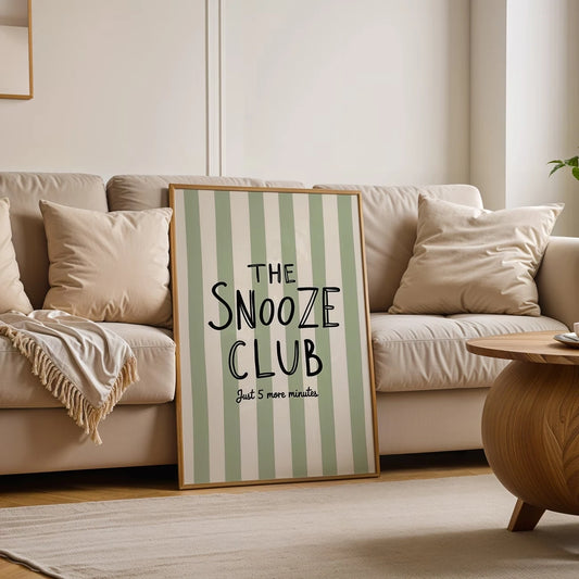 Retro Sleep Phrases Mint Green Stripe Canvas Wall Art Print Canvas Wall Art Peaceful Pleasures Health and Wellness G3645 21x30cm Black Framed