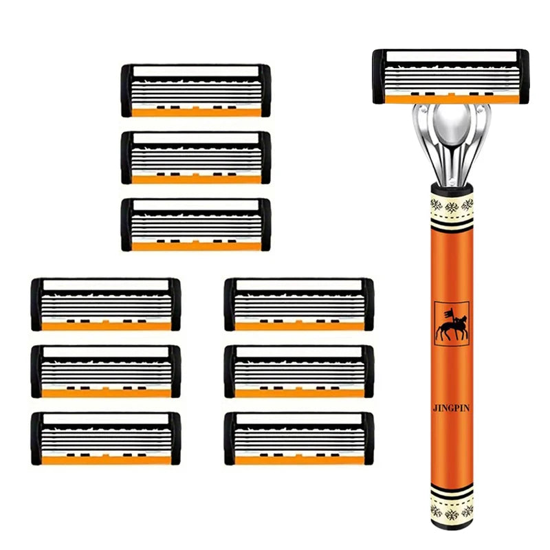 Men's 6-Blade Manual Razor Shaving Kit – Face & Beard Shaver