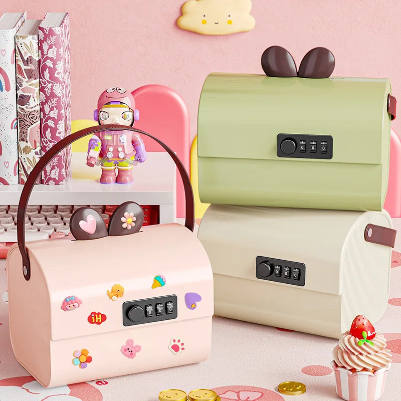 Large Capacity Combination Lock Money Bank Storage Box Cartoon Password Cash Coin Saver Organizer for Bedroom Desk Decor Gift Peaceful Pleasures Health and Wellness