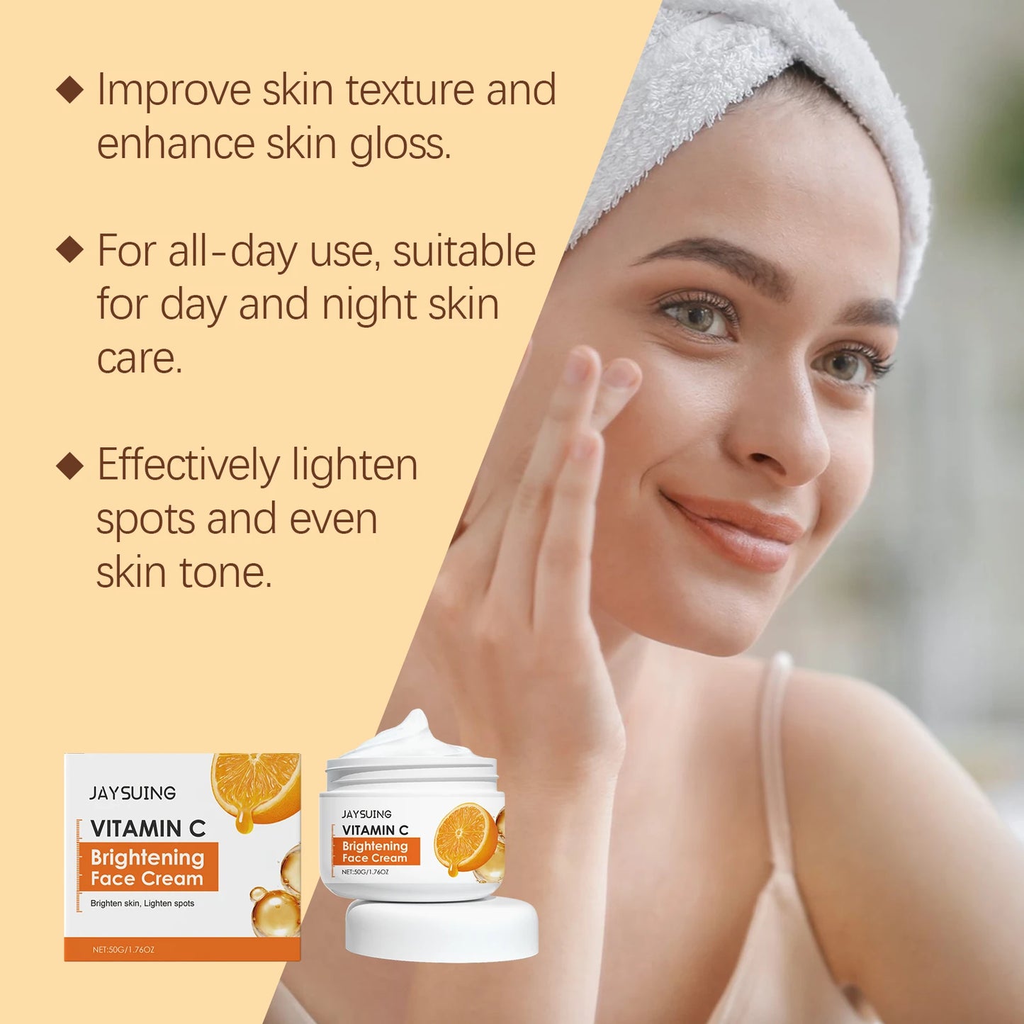 Vitamin C Brightening Face Cream Improve Dullness Powerful Antioxidation Lock Moisture Reduce Fine Line Moisturizing Face Lotion Peaceful Pleasures Health and Wellness