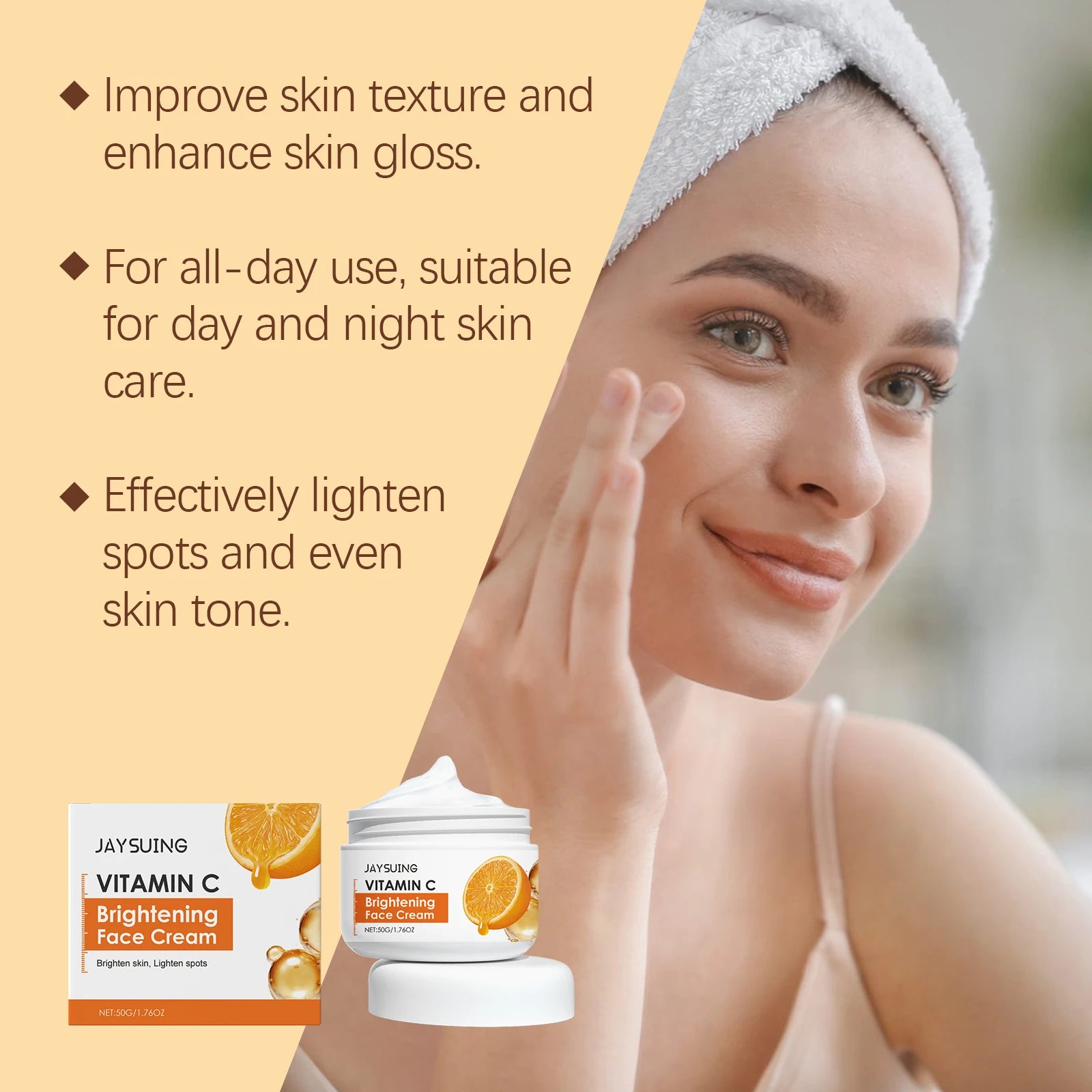 Vitamin C Brightening Face Cream Improve Dullness Powerful Antioxidation Lock Moisture Reduce Fine Line Moisturizing Face Lotion Peaceful Pleasures Health and Wellness