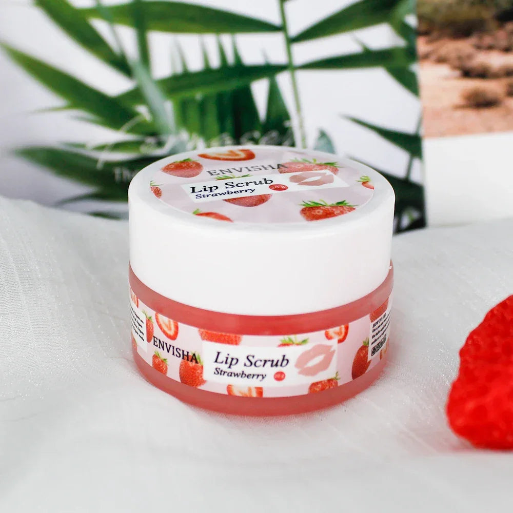 ENVISHA Strawberry Lip Scrub & Balm – Exfoliate & Moisturize Peaceful Pleasures Health and Wellness
