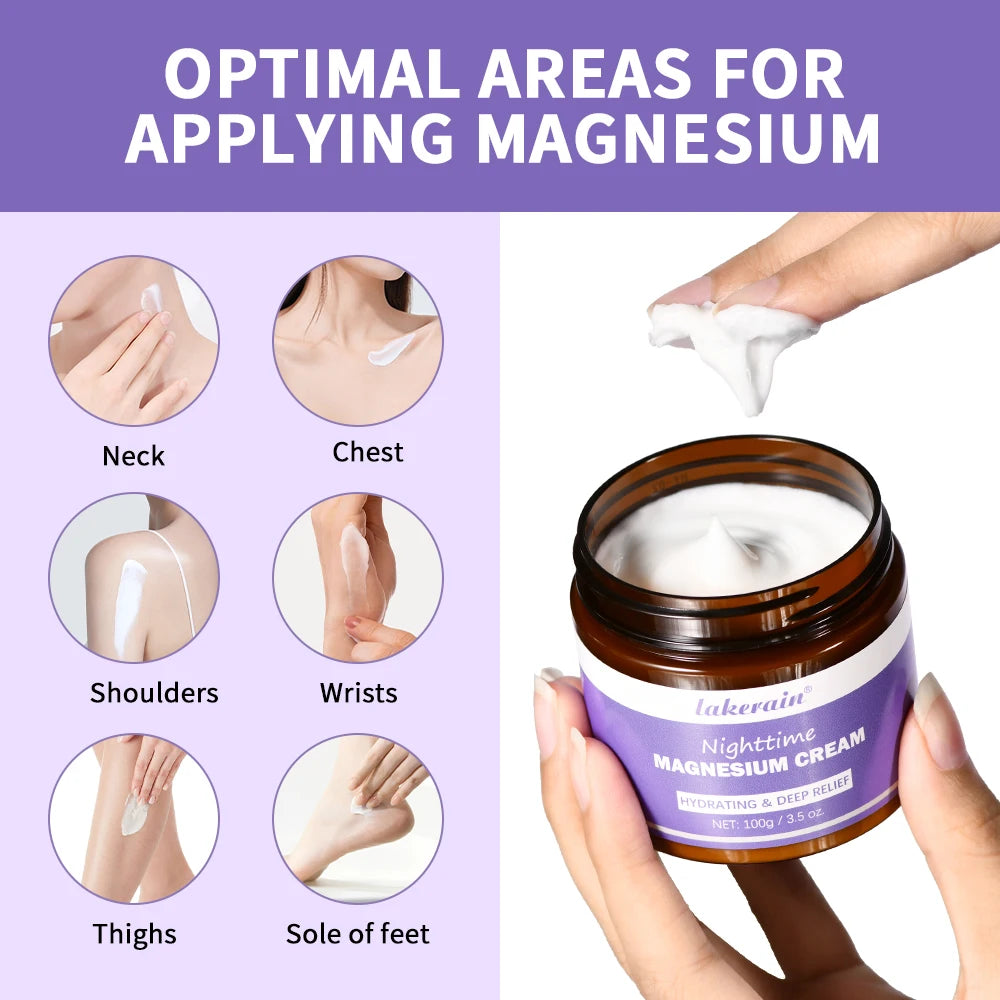 Magnesium Lotion Nighttime Magnesium Cream Lavender Legs Arms Chest Care Natural Aid for Deep Sleep Moisturizer After-sun repair Peaceful Pleasures Health and Wellness