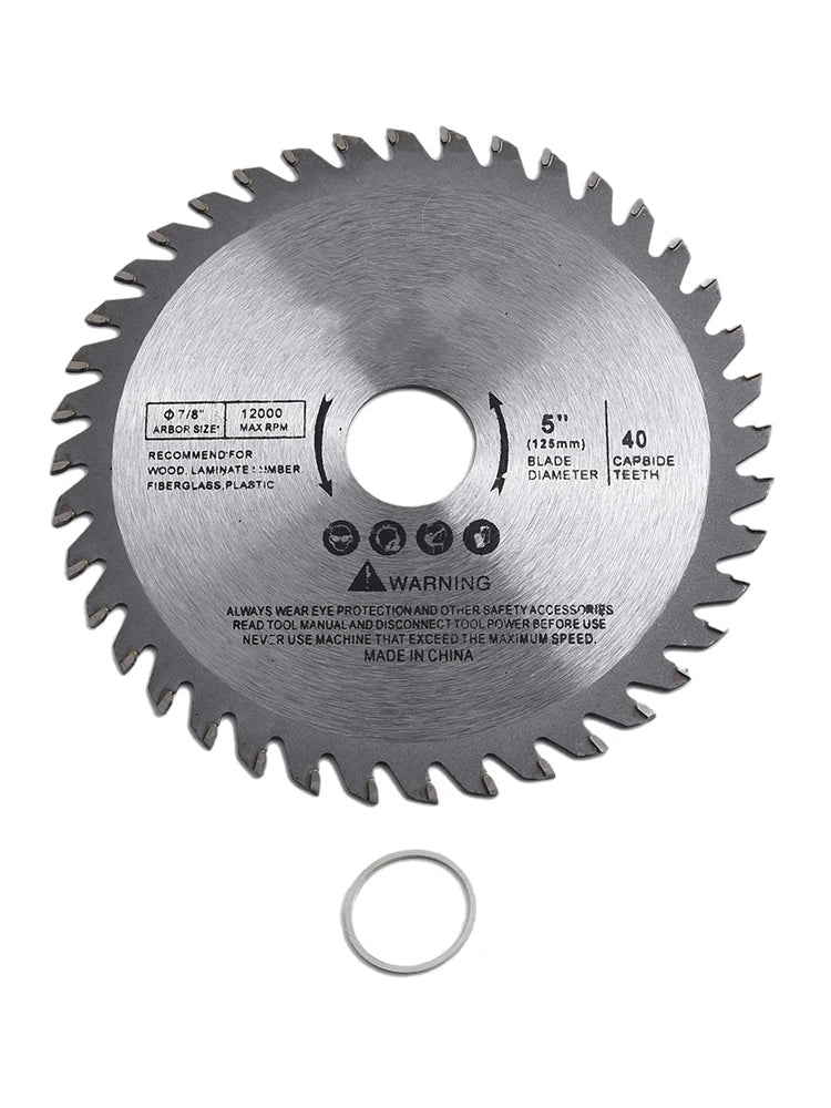 5" Carbide-Tipped Circular Saw Blade 125mm 40T 1" Bore Wood