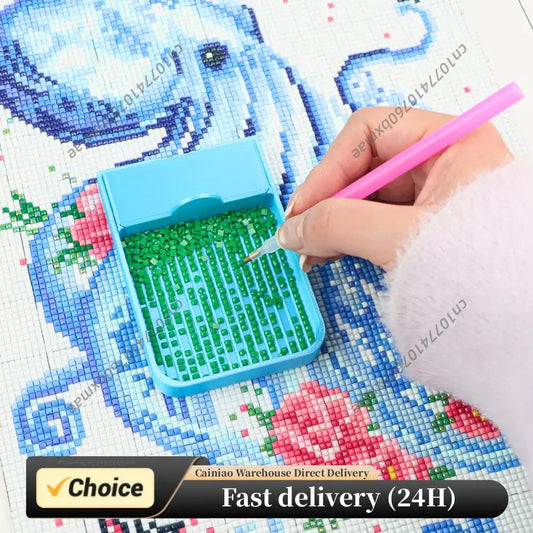 Diamond Painting Tray Organizer with Storage Box Diamond Painting Storage Container Tray Rhinestone Dot Tools for DIY Art Craft Peaceful Pleasures Health and Wellness