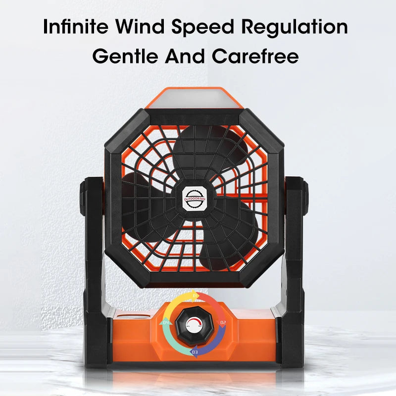 10000mAh Pro High Capacity Portable Rechargeable Fan with LED Light and Hook for Desk Camping Outdoor Tent Car Trip Peaceful Pleasures Health and Wellness