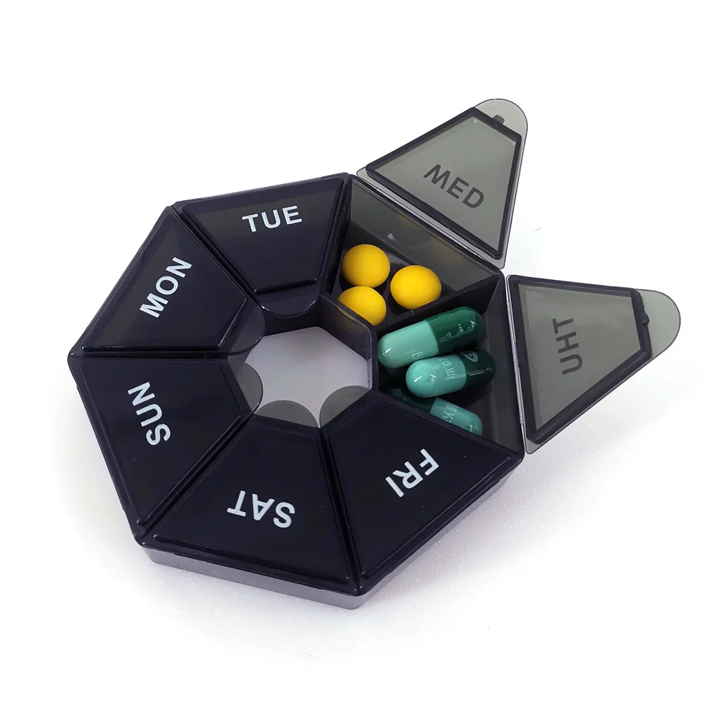 Mini Small Portable Travel Vitamin Pill Box Pills Cases Container Organizer Storage Tablets 7 Days Grids Medicine Fish Oils Peaceful Pleasures Health and Wellness