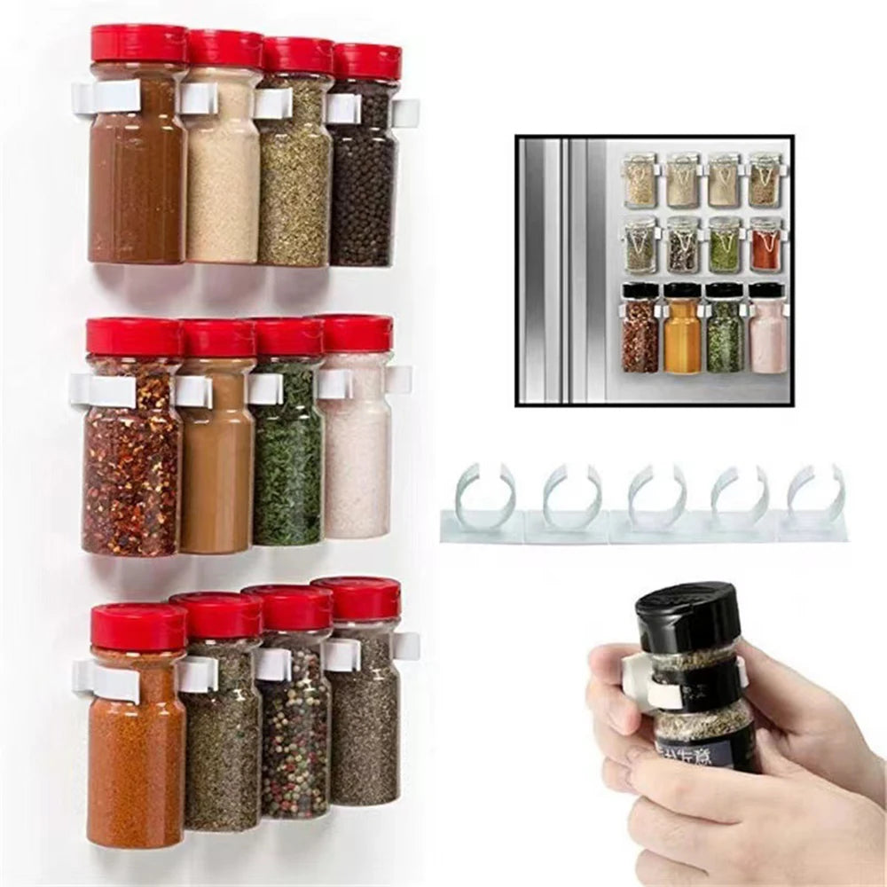 4 Pieces Of 20 Simple Plastic Storage Racks, Kitchen Seasoning Can Storage Rack, Wall Cabinet Door, Food Clip, Adhesive Hook Peaceful Pleasures Health and Wellness