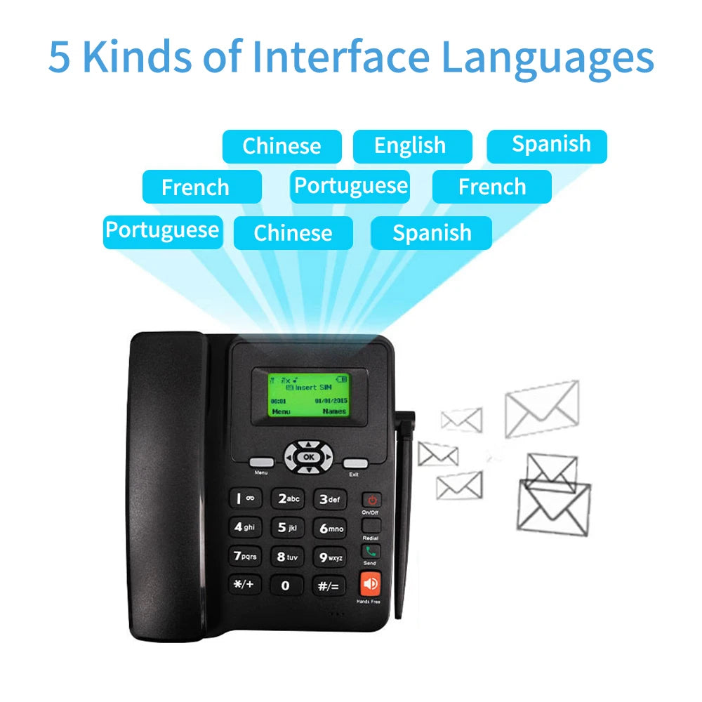 2G Fixed Wireless Desktop Phone | Dual SIM, Radio & Alarm