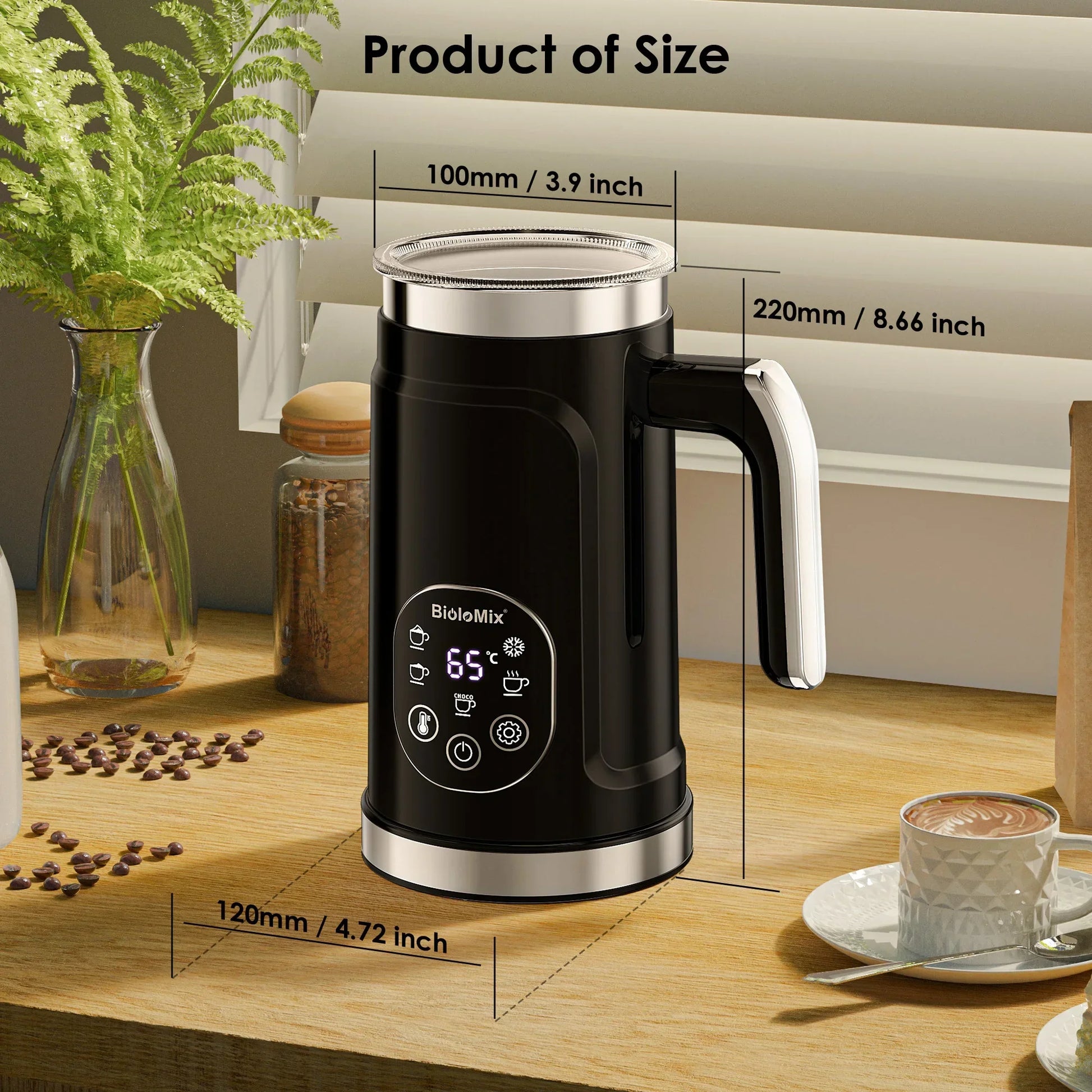 BioloMix 5-in-1 LED Touch Screen Milk Frother – Hot & Cold Foam Maker Peaceful Pleasures Health and Wellness