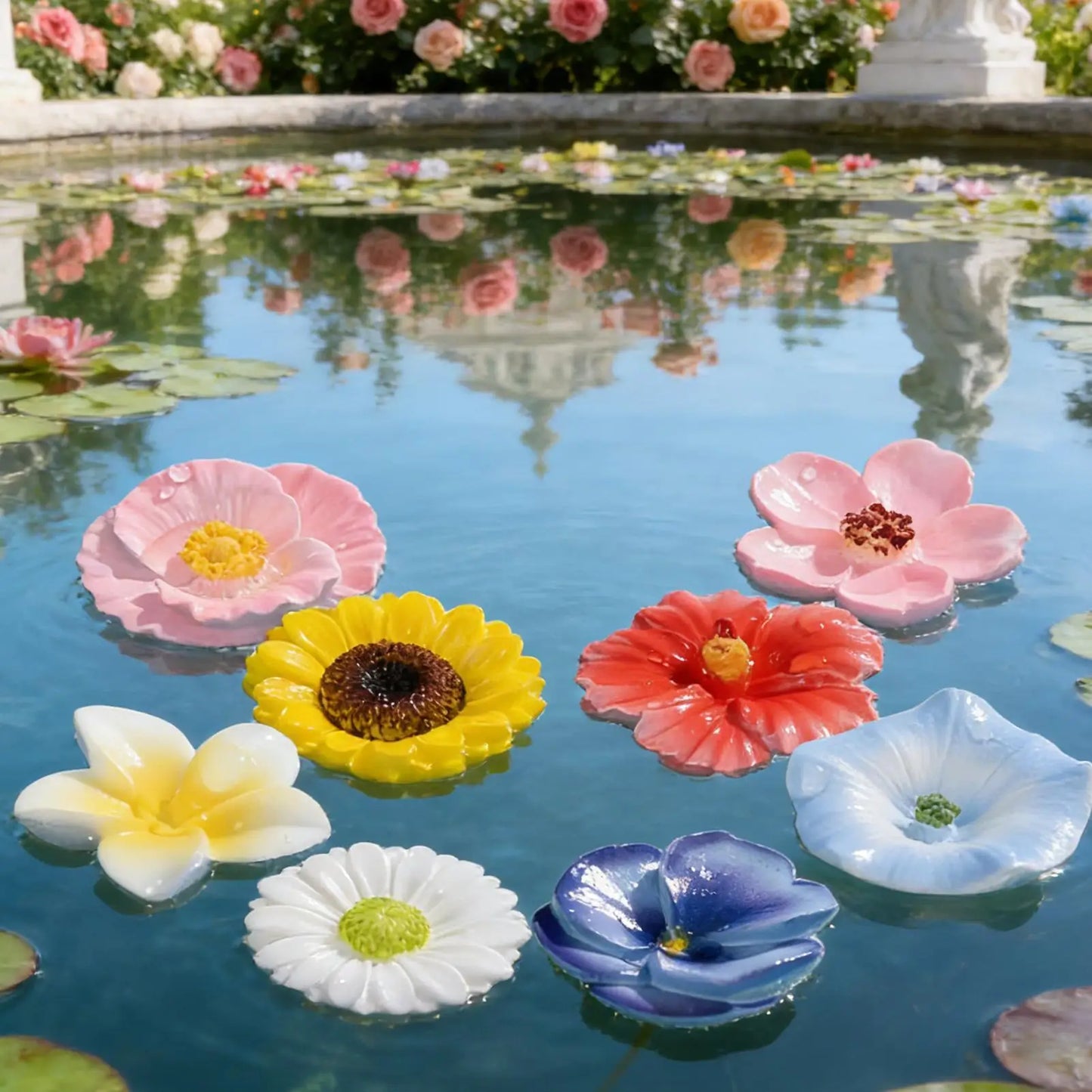 Aesthetic Weatherproof Floating Flower Bee Feeder 8pcs Decorative Pollinator Station For Garden Pond Patio Birds Butterflies Bee Peaceful Pleasures Health and Wellness