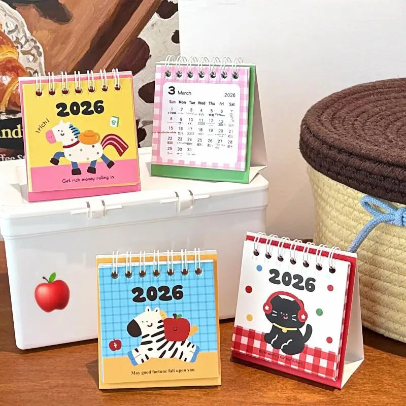 2026 Horse Year Mini Desk Calendar – Cartoon Coil Planner