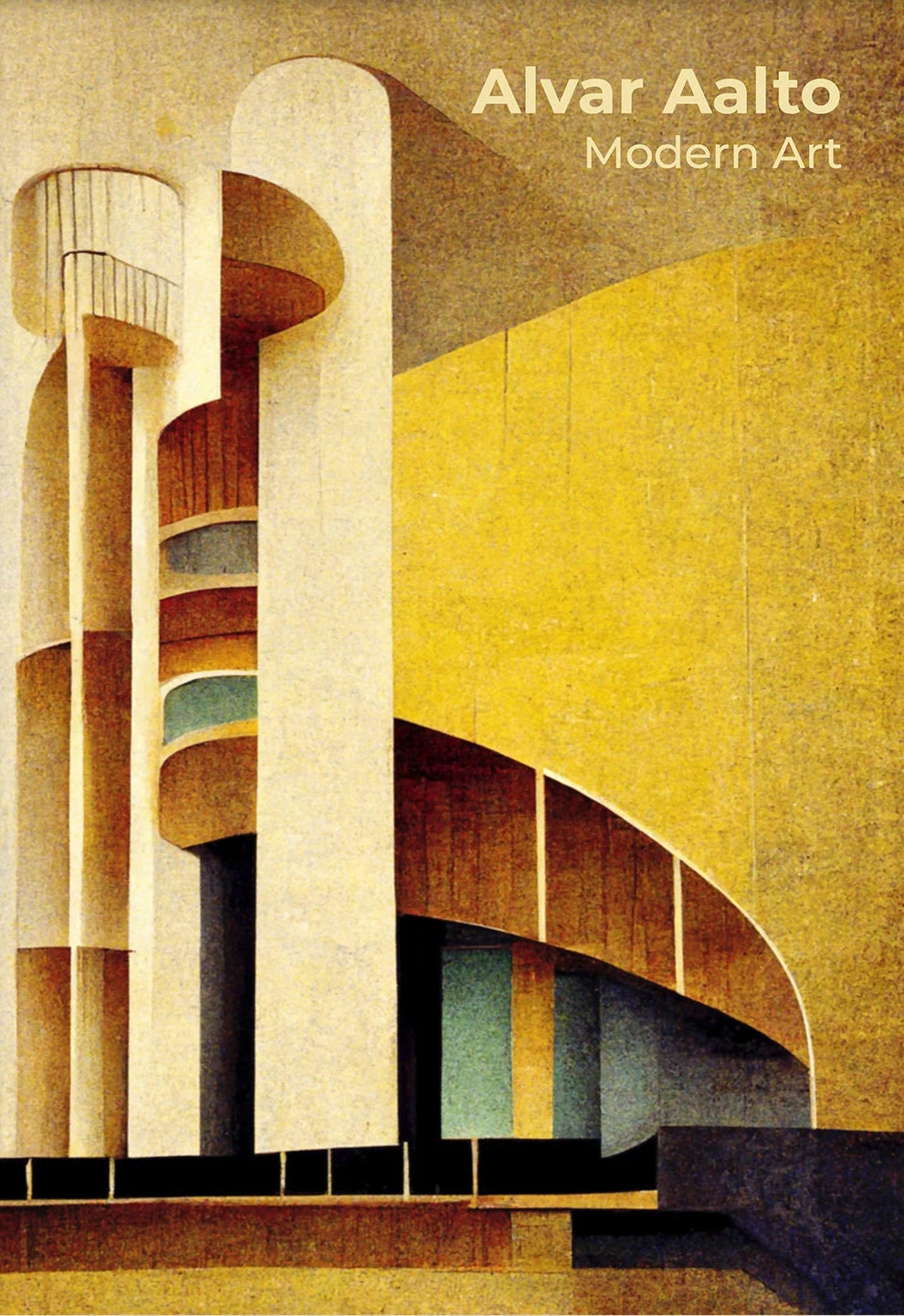 Fallingwater Bauhaus Architecture Abstract Canvas Wall Art Print