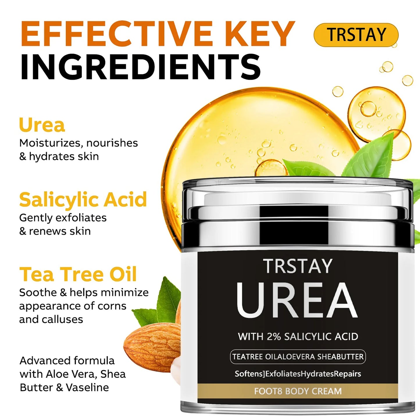 Urea Cream 40 Percent for Feet, Urea Foot Cream for Dry Cracked Heels Feet Knees Elbows, 40% Urea Foot Repair Lotion with 2% Peaceful Pleasures Health and Wellness