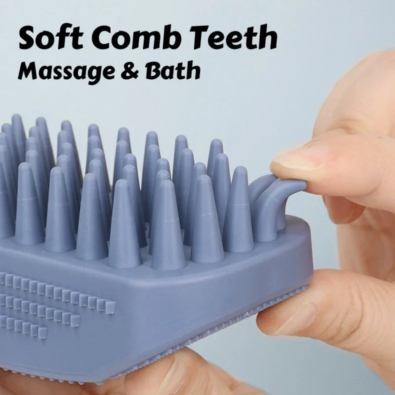 3-Head Silicone Pet Bath Brush – Fur Removal for Cats & Dogs